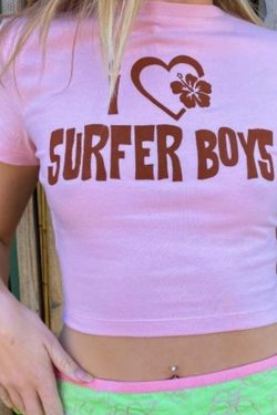 I Love Surfer Boys Crop T Shirt