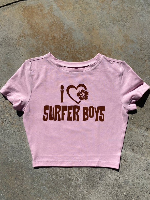 I Love Surfer Boys Crop T Shirt