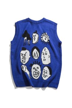 Japanese Harajuku Knitted Graphic Vest For Men And Women Urban Unique Knit Ukiyo E Pullover Sweater Vest Plus Size For Your Minimal Style