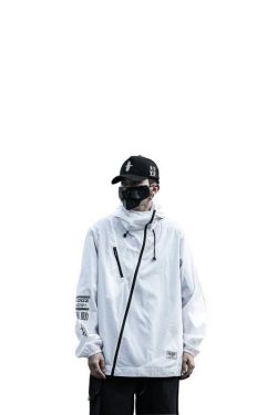 Japanese Streetwear Kanji Jacket For Men Urban Fashion Alien Movement Lightweight Summer Windbreaker