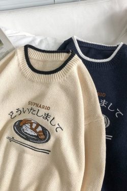 Japanese Style Sweater Embroidered Knitted Sweater Vintage Sweater Casual Harajuku Sweatshirt Y2k Unisex Streetwear Sweater