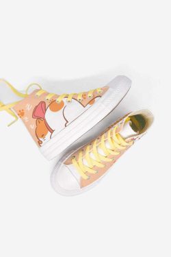 Japanese Women Funny Orange Cat Sneakers Cartoon Casual Canvas White Shoes Girls Cute Thick Heel Sneakers Designer Running Shoes