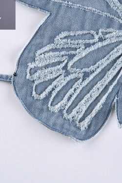 Jeans Y2k Butterfly Crop Top Backless Denim Women's Vest Butterfly Shape Jeans Top