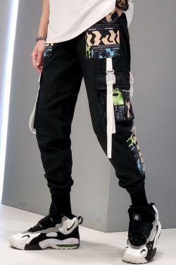 Jogger Cargo Pants For Men Casual Hip Hop Hit Color Bag Male Pants Sweatpants Streetwear Tapes Techwear Pants