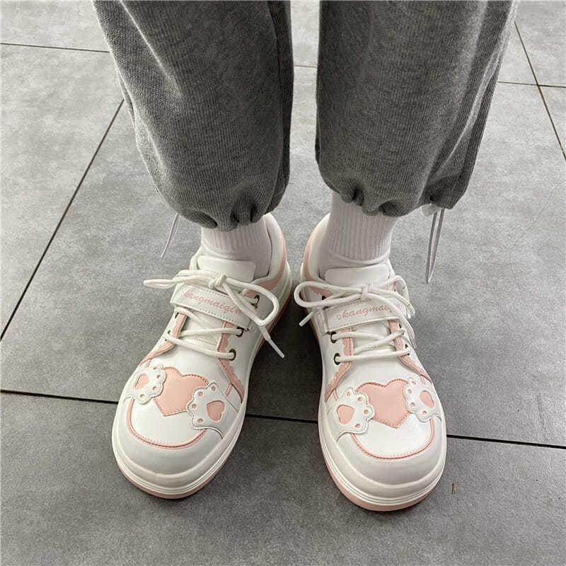 Kawaii Harajuku Cat's Paw Baby Pink Baby Blue Casual Soft Soft Tall Student Daughter Gift Cute And Lovely Sneakers