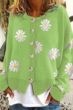 Knit Cardigan Jacket Loose Preppy Sweater Cardigan Little Daisy Sweater