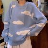 Knitted Clouds Korean Style Sweater Harajuku Pullover Kawaii Sweater College Style Knitwear