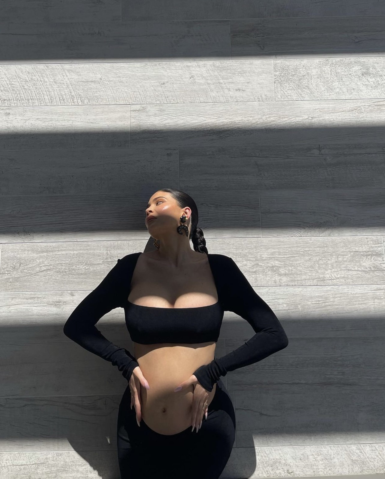 Kylie Jenner Maternity Inspired One Piece Black Cut Out Dress In Black Y2k Fashion