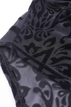 Lace Sheer Bodysuit & Black Mesh Bodysuit Sexy See Through Bodycon Gothic Lolita Egirl Patchwork