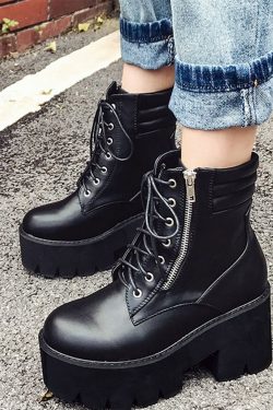 Lace Up Boots Platform Ankle Boots Women Punk Boots Boots With Platform Platform Boots Platform Shoes Chunky Heel Gothic Shoes
