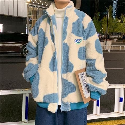Lamb Velvet Jacket Male Version Of Harajuku Trend Winter Thickening Couple Wear Streetwear Top Shirt Youth Sweatshirt
