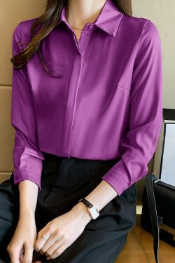Light Academia Clothing Satin Victorian Blouse For Women Office Workwear Chaotic Academia Dressy Satin Blouse For Ladies