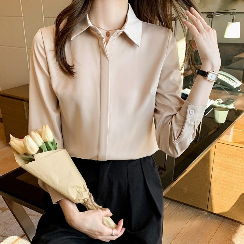 Light Academia Clothing Satin Victorian Blouse For Women Office Workwear Chaotic Academia Dressy Satin Blouse For Ladies