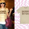 Lindsay Lohan Skinny Bitch! Y2k Slogan Tee