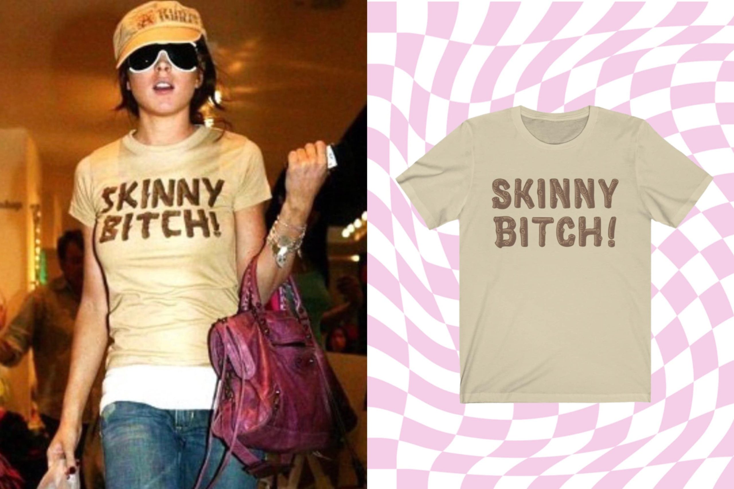 Lindsay Lohan Skinny Bitch! Y2k Slogan Tee