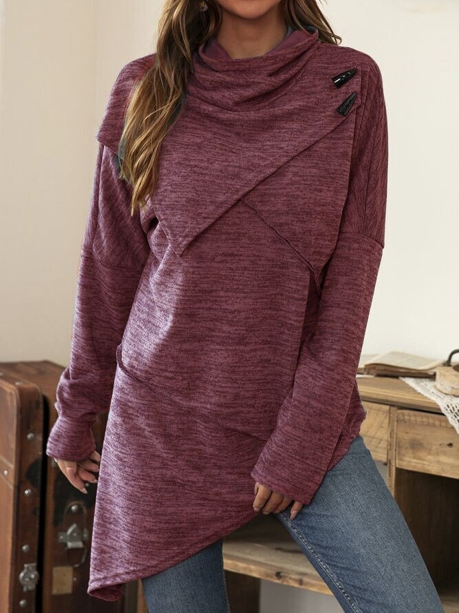 Long Sleeve Pullover Knitted Sweater Tops Winter Longer Length Oversize Fine Yarn Spliced Tee Shirt Blouse