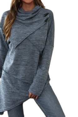 Long Sleeve Pullover Knitted Sweater Tops Winter Longer Length Oversize Fine Yarn Spliced Tee Shirt Blouse