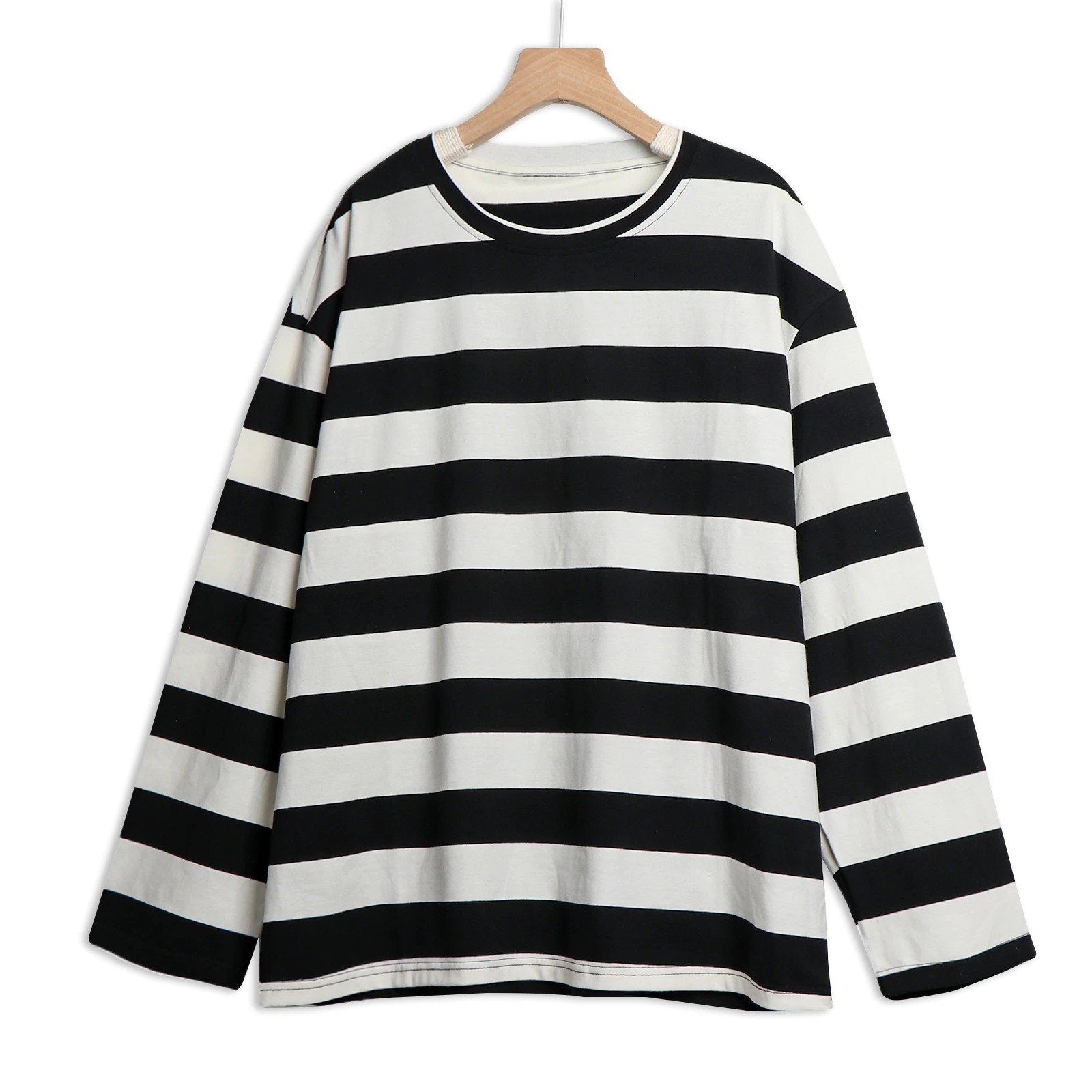 Long Sleeve Striped T Shirt Striped Shirt Streetwear Couple Oversized Striped Blouse Woman Casual Long Sleeve Gothic