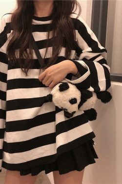 Long Sleeve Striped T Shirt Striped Shirt Streetwear Couple Oversized Striped Blouse Woman Casual Long Sleeve Gothic