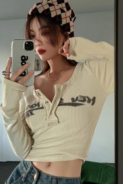 Long Sleeved T Shirt Knitted Bottoming Shirt Women's Tight Fitting Short Inner Tops Streetwear Clothing