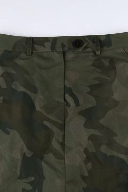 Low Rise Camouflage Cargo Skirt Long Skirt With Zip Up Splits Cargo Skirt Retro Skirt Y2k Midi Skirt 90s Grunge Fashion Vintage Skirts