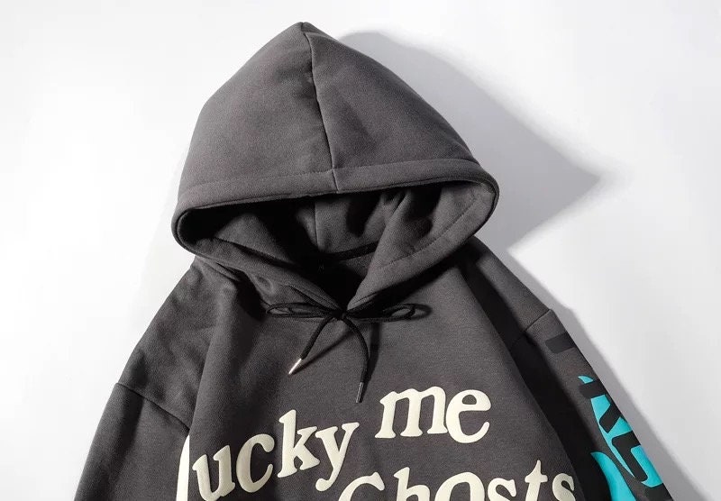 Lucky Me Sweatshirt I See Ghosts Hoodie Hip Hop Streetwear Lucky Me I See Ghosts Hoodie Unisex Graffiti Letter Oversized Sweatshirts