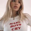 Make Boys Cry Aesthetic Baby Crop Top 2000s Inspired Tee Y2k Slogan Graphic T Shirt Gift For Her