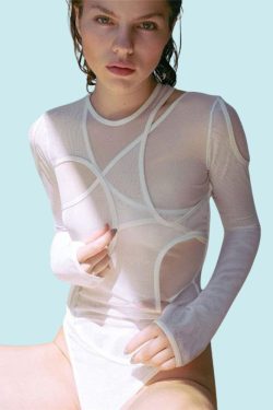 Mesh Long Sleeve Bodycon Sexy Women Bodysuit See Through Solid Patchwork Slim Casual Party Club Women's Bodysuits