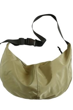 Minimalist Half Moon Bag Nylon Dumpling Crescent Student Cross Body Saddle Bag Messenger Sling School Bag