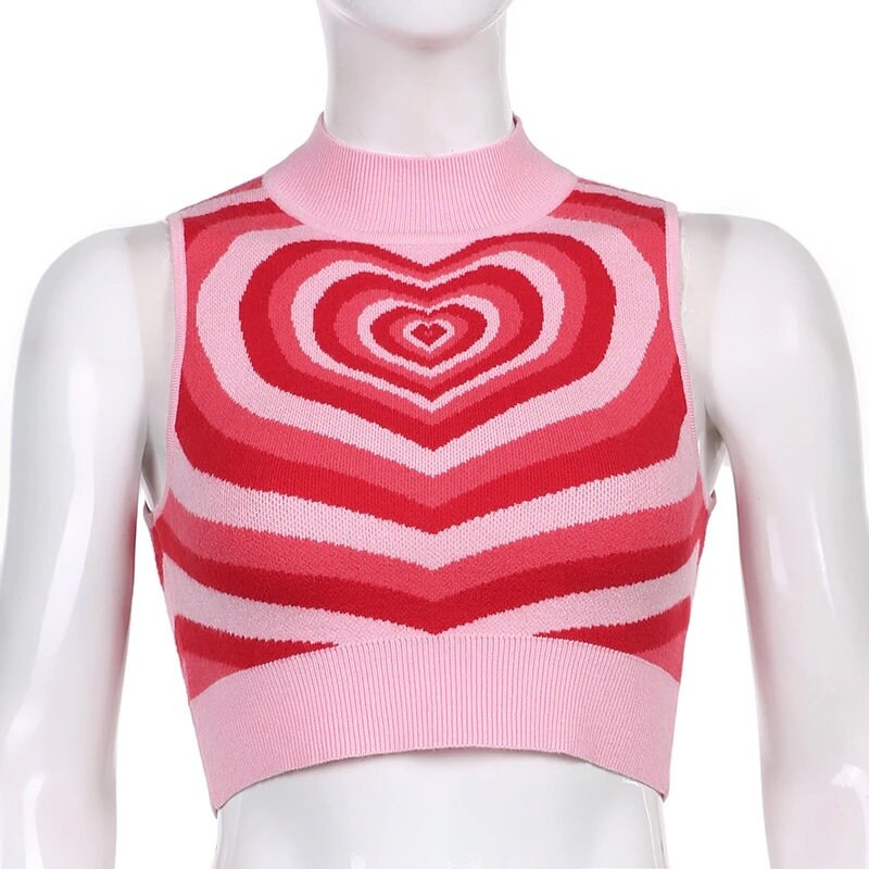 Monte Heart Knitted Y2k Vest Top