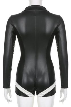 Motorcycle Latex Bodysuit Y2k Clothing Korean Fashion