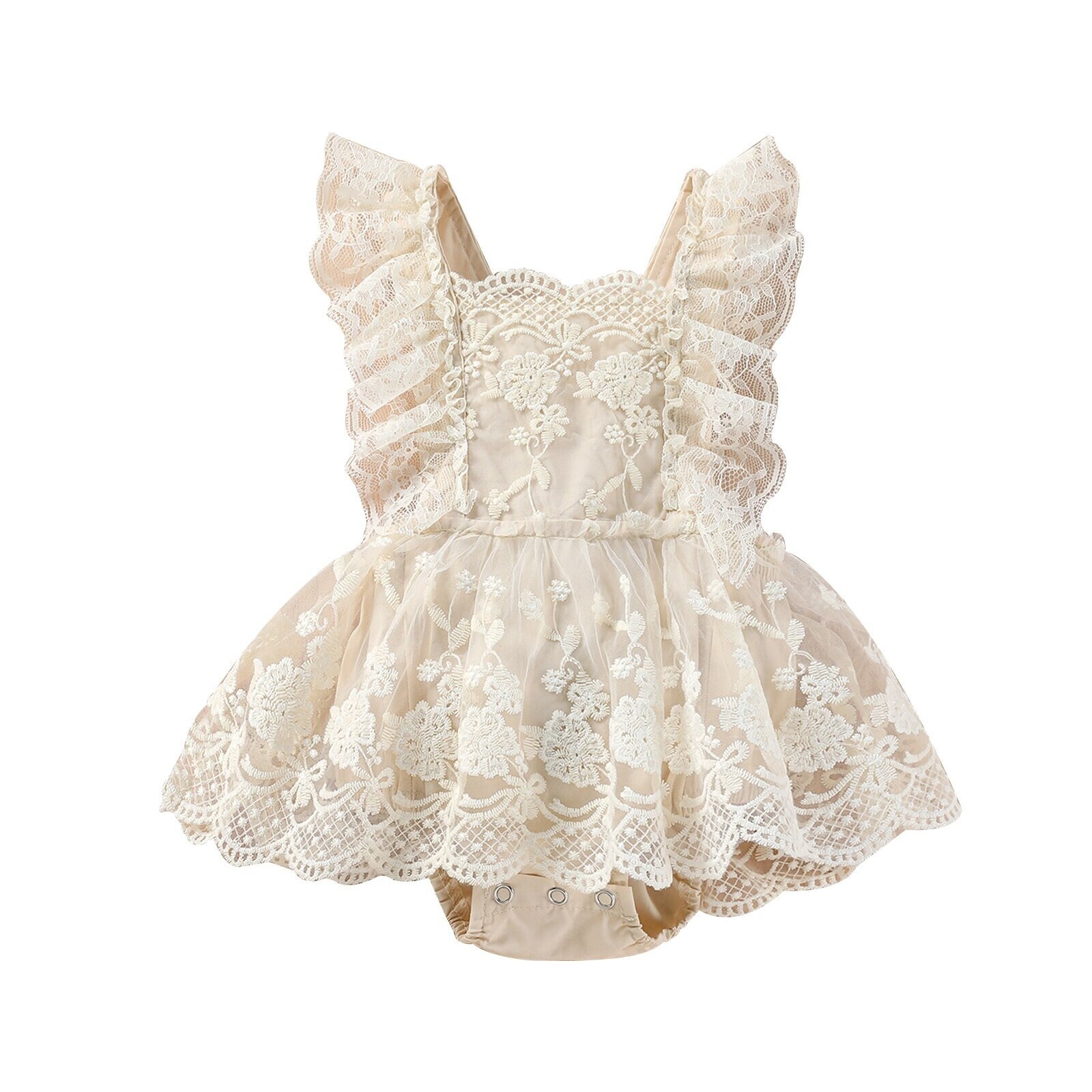 New Baby Girls Summer Romper Floral Lace Embroidery Romper Dress Straps Sleeveless Sweet Triangle Bottom Jumpsuit