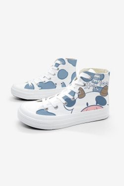 New Style Female Girls Sneakers Students Anime Cartoon Hand Painted Canvas Shoes Hi Tops Retro Plimsolls Unisex 34 46 Cute Lovely Shoes