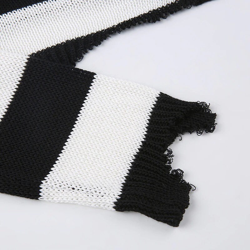 Open Bust Knitted Crochet Cardigan Vintage Streetwear Y2k Clothing Grunge Punk