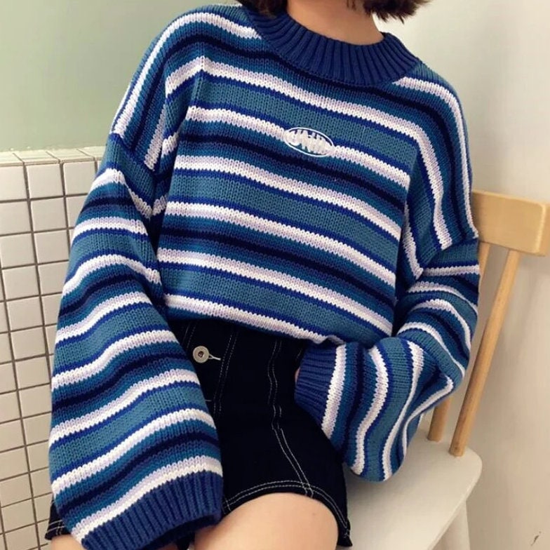 Oversized Knitted Striped Sweater Streetwear Harajuku Y2k Clothing