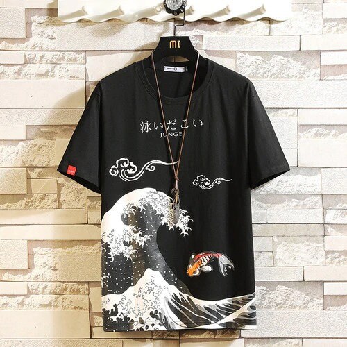 Oversized T Shirt Harajuku Style Anime Coi Fish In The Ocean Print