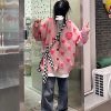 Oversized Y2k Trendy Pink Hearth Monogram Style Cardigan Pullover Jumper Sweatshirt Colorful Baggy Trendy Winter Autumn Cozy Fluffy