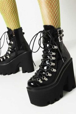 Platform Boots Thick Bottom Boot Chunky Heel Boots High Heel Boots Block Heel Boots Goth Lover Gift Ankle Boots Women Gothic Boots