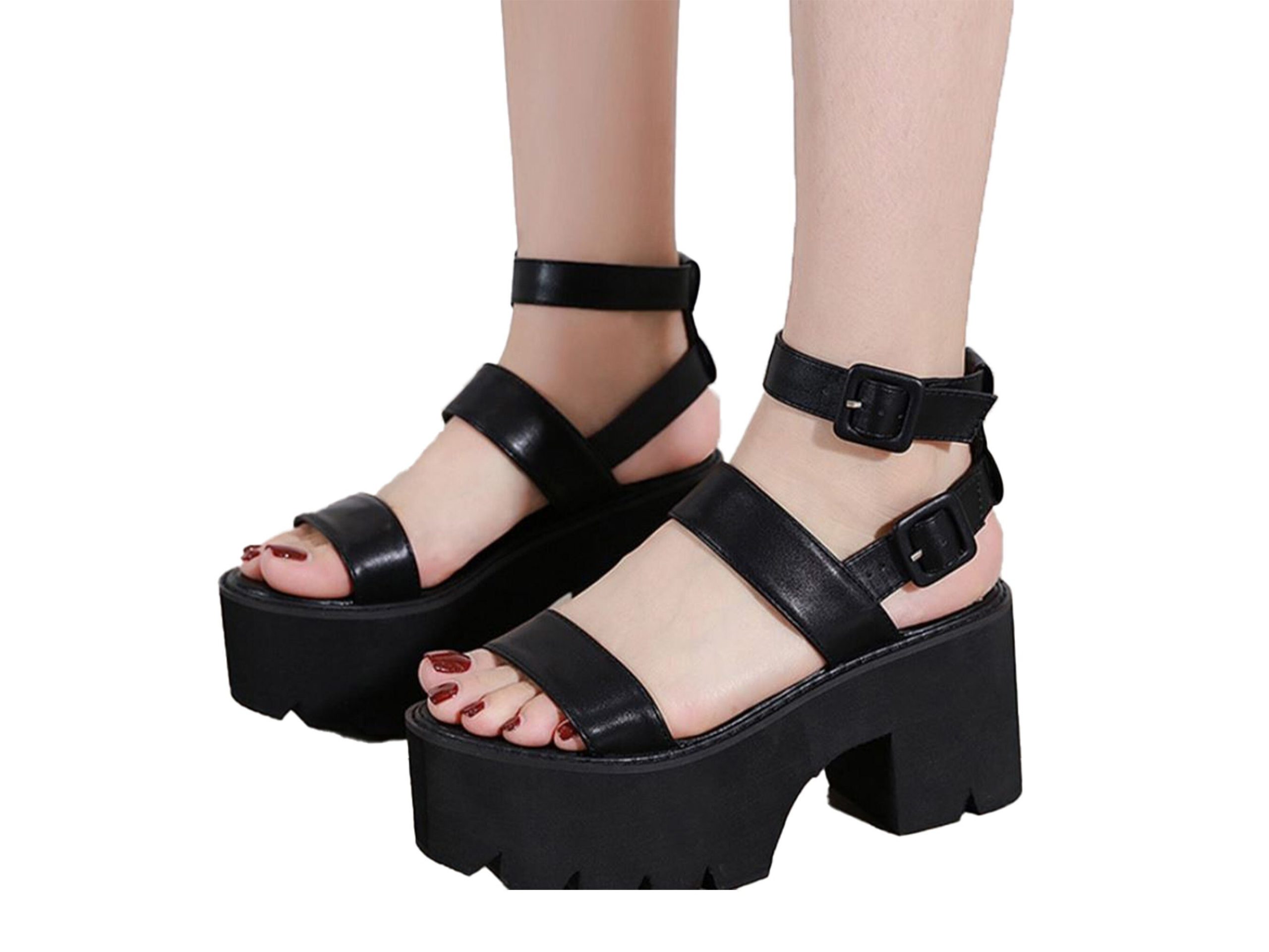 Platform Sandals Grunge Sandals Block Heel Sandals Chunky Heels Block Heels Platform Heels Gothic Shoes Goth Shoes Chunky Heels