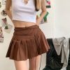 Pleated Brown Mini Skirt Academia Clothing For Women
