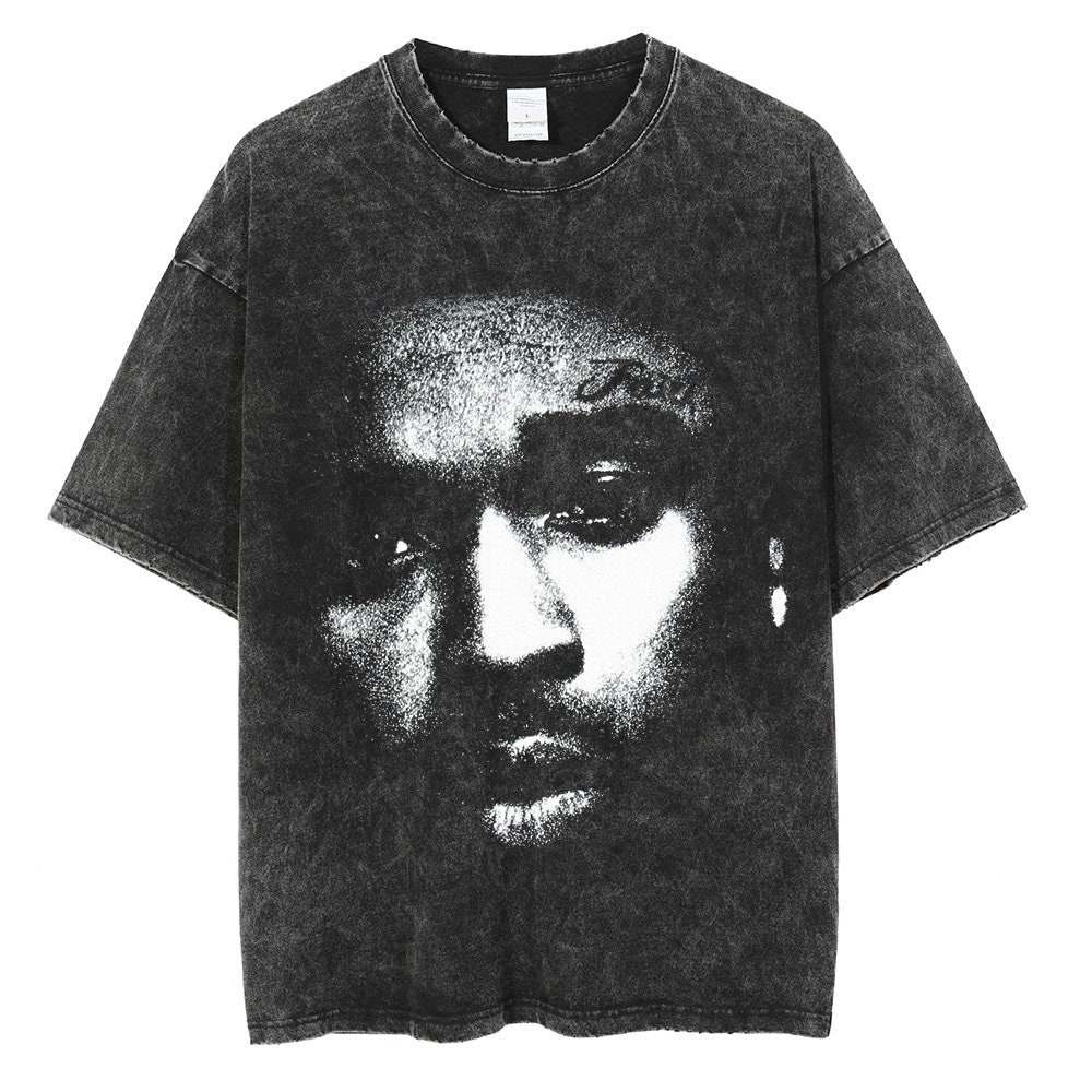 Pop Smoke Vintage T Shirt Rapper Graphic Print Cotton Oversize Hop Streetwear Washed