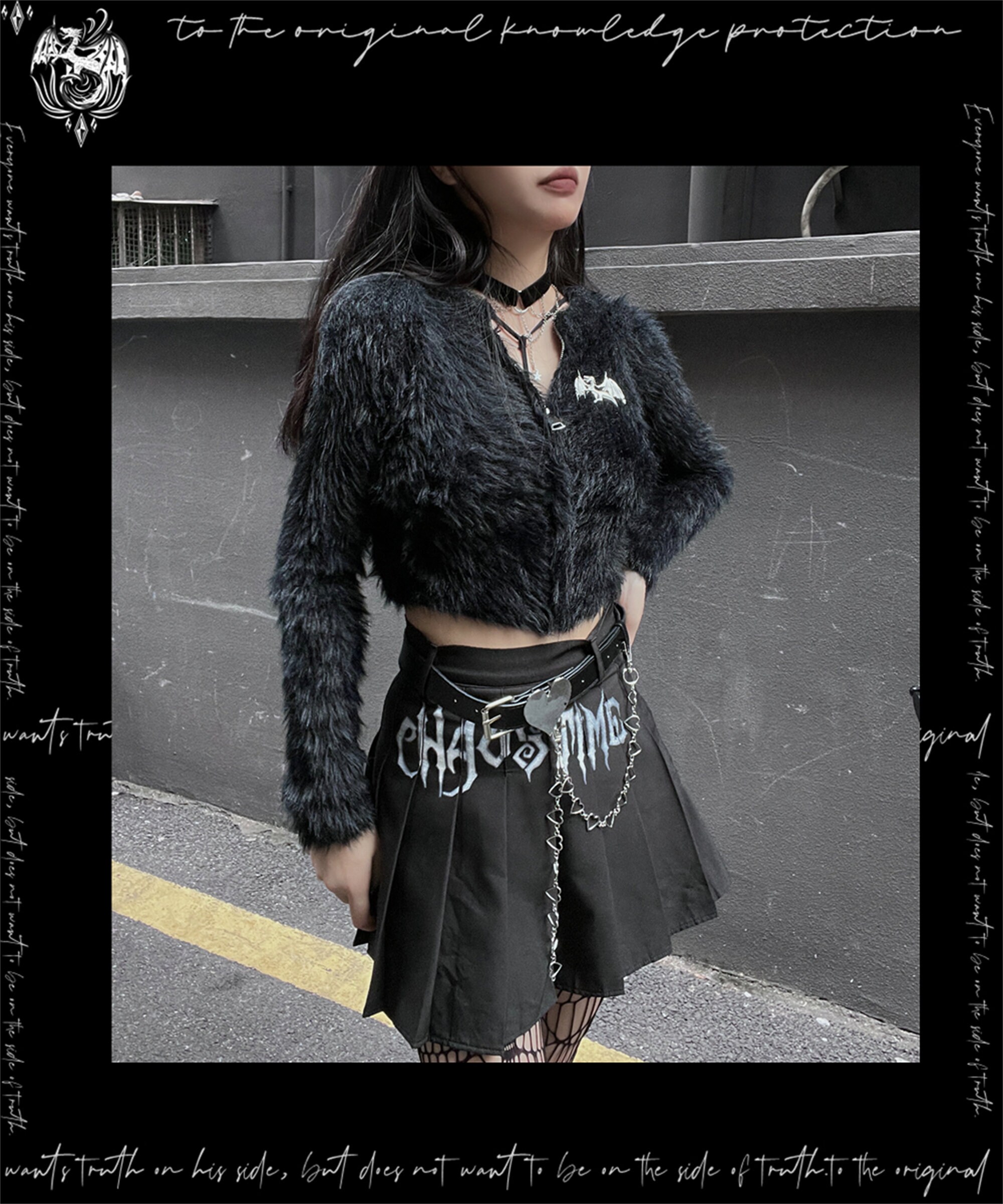 Punk Long Sleeve Zippered Cardigan Gothic Sexy Thin Sweater Y2k Fashion Short Sweater Vintage Comfortable And Plush Clothes Warm Clothes