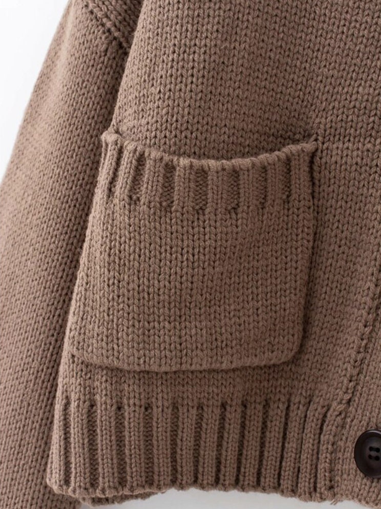 Retro Brown Knit Cardigan Sweater Dark Academia Clothing For Women
