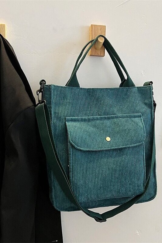 Retro Corduroy Shoulder Tote Handbag Messenger Bag Shopping Grocery Crossbody Bag Gift Her