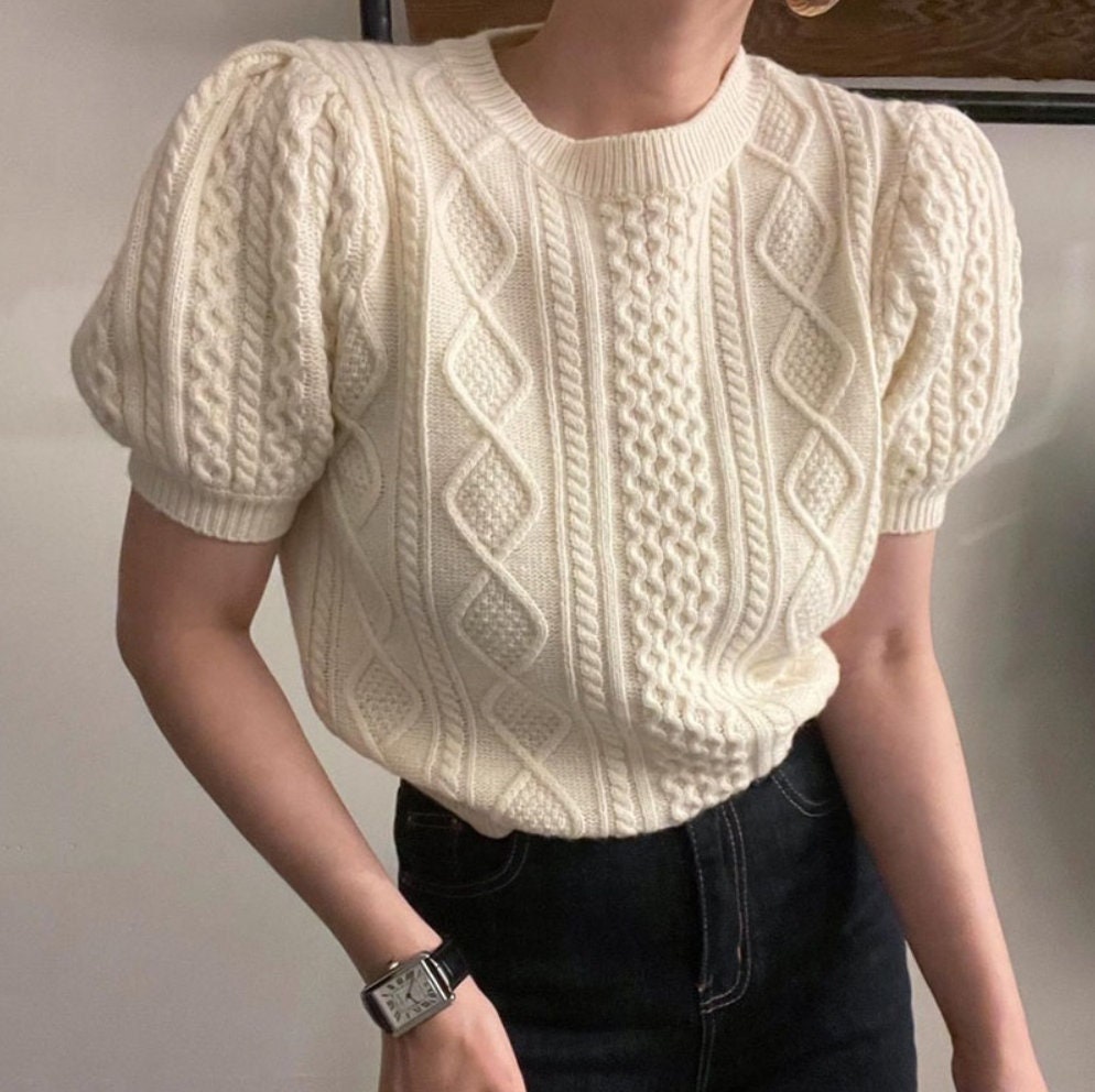 Retro Crop Top Knitted Sweater Vintage Style Light Academia Clothing