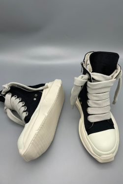 Rick Owens Jumbo Lace Canvas High Shoes Men Double Sole Sneakers Women's Casual Shoes