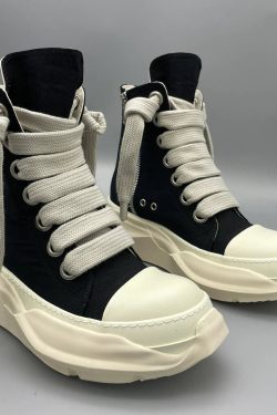 Rick Owens Jumbo Lace Canvas High Shoes Men Double Sole Sneakers Women's Casual Shoes