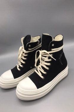 Rick Owens Star Embroidery Double Thick Bottom Mens Canvas Sneaker Drk Boots Retro Trend Shoes