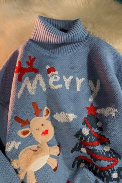 Rollkragen Weihnachten Pullover Winter Herbst Knit Y2k Modern Geschenk Gift Baum Rentier Tannenbaum Merry Christmas Jumper Sweatshirt Hoodie