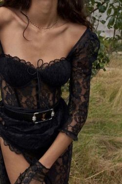 S Fashion Party Vacation Beach Sexy Black Lace Long Dress Women's Spring Quarter Sleeve Mid Calf Dresses